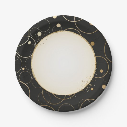 Schwarzes Gold Modernes Minimales Abstraktes Party Pappteller (Vorderseite)