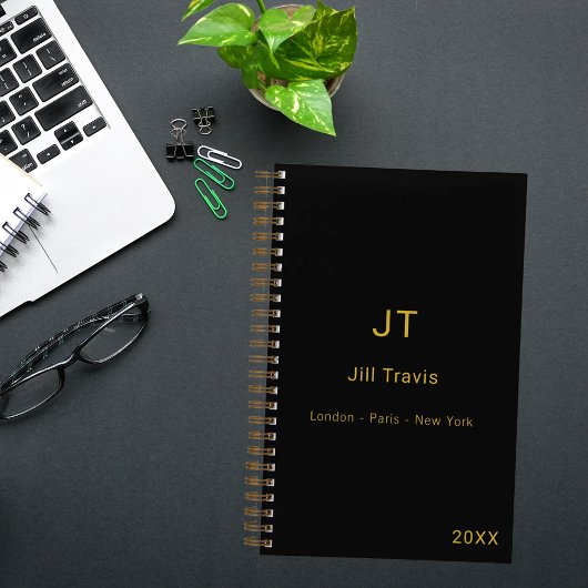 Schwarzes Gold modernes minimalistisches Luxus Notizblock