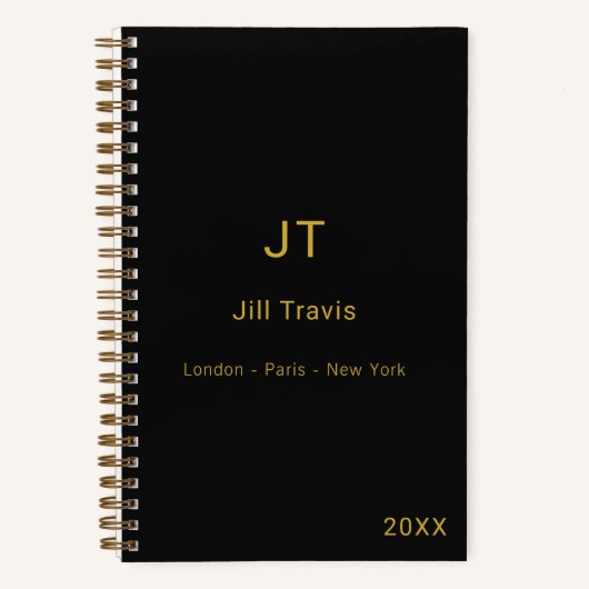 Schwarzes Gold modernes minimalistisches Luxus Notizblock (Vorderseite)
