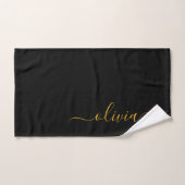 Schwarzes Gold Modernes Skript Mädchen Monogramm N Handtuch (Handtuch)