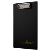Schwarzes Gold Modernes Skript Mädchen Monogramm N Klemmbrett (Links)