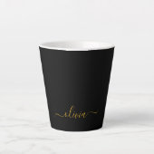 Schwarzes Gold Modernes Skript Mädchen Monogramm N Milchtasse (Vorderseite)