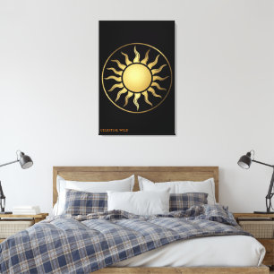 Schwarzes Gold Mond Sonne Boho Leinwand Wand Kunst