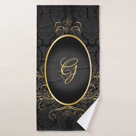 Schwarzes Gold Monogram Classic Royal Style Handtu Badehandtuch (Badehandtuch)