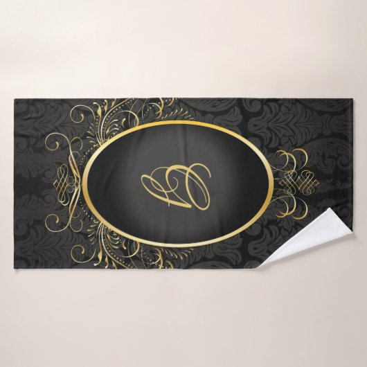 Schwarzes Gold Monogram Classic Royal Style Handtu Badehandtuch (Badehandtuch)
