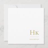 Schwarzes Gold Monogram Einfache Elegante soziale  Mitteilungskarte (Vorderseite)