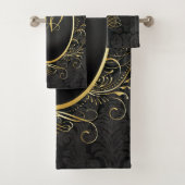 Schwarzes Gold Monogram Kleines Royal Style Handtu Badhandtuch Set (Insitu)