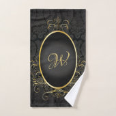 Schwarzes Gold Monogram Kleines Royal Style Handtu Badhandtuch Set (Handtuch)