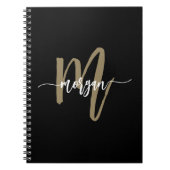Schwarzes Gold Monogram Professional Büro Notizblock (Vorderseite)