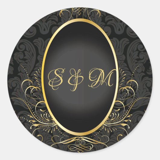 Schwarzes Gold Monogram Sticker für Royal Style (Vorderseite)