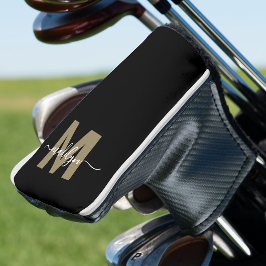 Schwarzes Gold Monogramm Golf Headcover