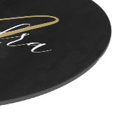 Schwarzes Gold-Monogramm Initial Name Koch Schneidebrett (Ecke)