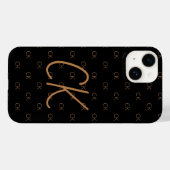 Schwarzes Gold Monogramm Initialen Drehbuch elegan Case-Mate iPhone Hülle (Rückseite (Horizontal))