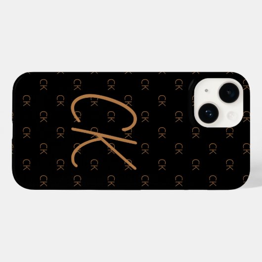 Schwarzes Gold Monogramm Initialen Drehbuch elegan Case-Mate iPhone Hülle (Rückseite (Horizontal))