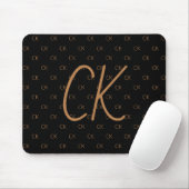 Schwarzes Gold Monogramm Initialen Drehbuch elegan Mousepad (Mit Mouse)