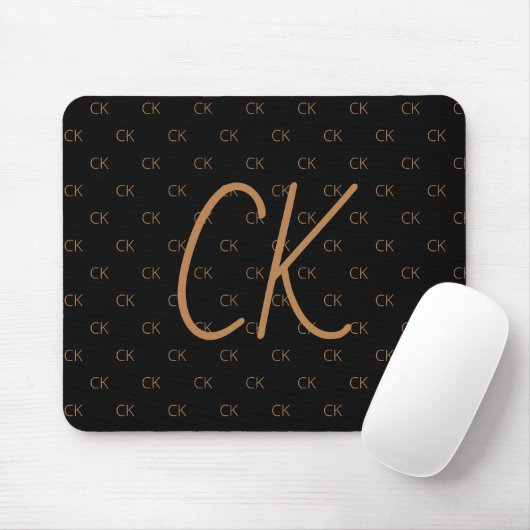 Schwarzes Gold Monogramm Initialen Drehbuch elegan Mousepad (Mit Mouse)