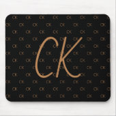 Schwarzes Gold Monogramm Initialen Drehbuch elegan Mousepad (Vorne)