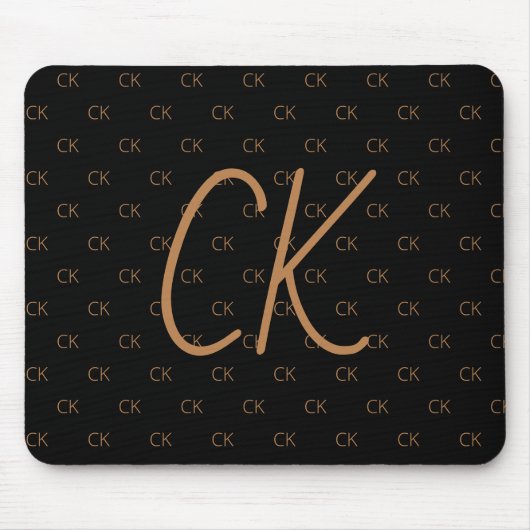 Schwarzes Gold Monogramm Initialen Drehbuch elegan Mousepad (Vorne)