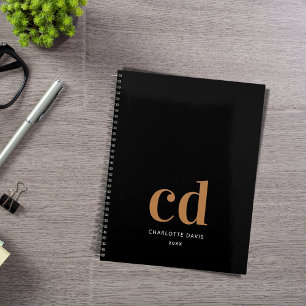 Schwarzes Gold Monogramm Initialen elegant 2026 Planer