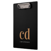 Schwarzes Gold Monogramm Initialen elegant minimal Klemmbrett (Links)