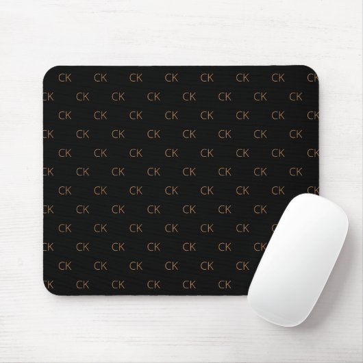 Schwarzes Gold Monogramm Initialen elegant minimal Mousepad (Mit Mouse)