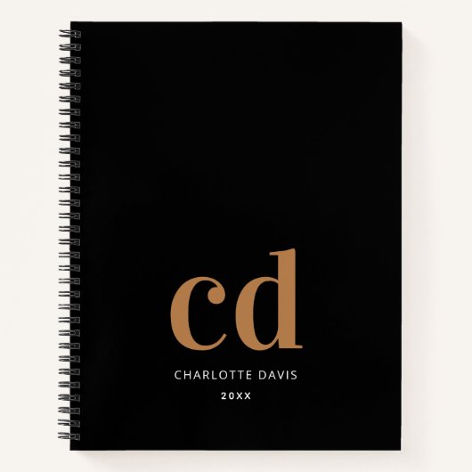 Schwarzes Gold Monogramm Initialen minimalistisch  Notizblock (Vorderseite)