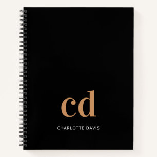 Schwarzes Gold Monogramm Initialen minimalistisch  Notizblock