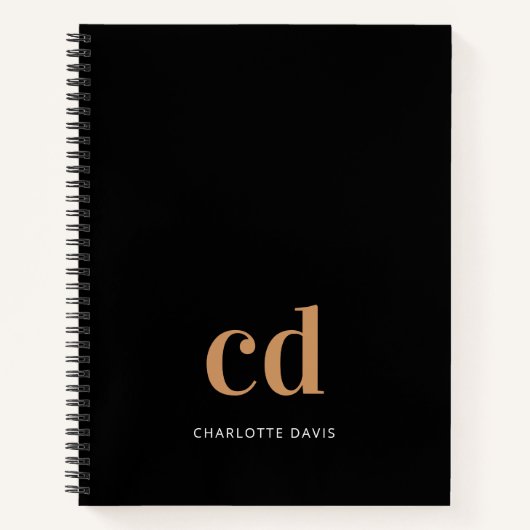 Schwarzes Gold Monogramm Initialen minimalistisch  Notizblock (Vorderseite)