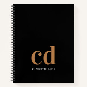 Schwarzes Gold Monogramm Initialen minimalistisch  Notizblock