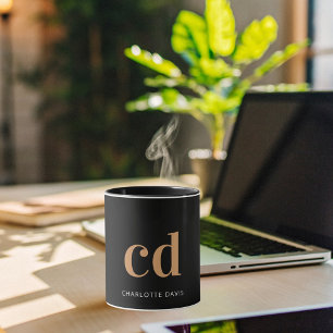 Schwarzes Gold Monogramm Initialen moderner Minima Kaffeetasse