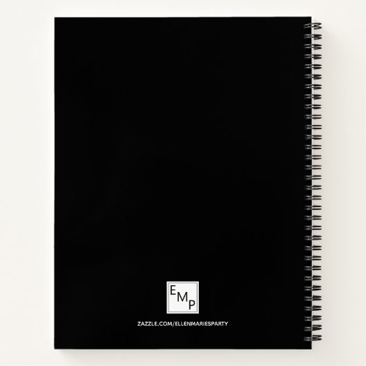 Schwarzes Gold Monogramm Initialen moderner Minima Notizblock (Rückseite)