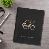 Schwarzes Gold Monogramm Initialen Name minimalist Notizblock