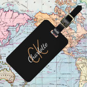 Schwarzes Gold Monogramm Initialen Namensskript el Gepäckanhänger