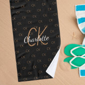 Schwarzes Gold Monogramm Initialen Namensskript el Handtuch