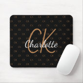 Schwarzes Gold Monogramm Initialen Namensskript el Mousepad (Mit Mouse)