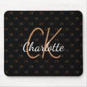 Schwarzes Gold Monogramm Initialen Namensskript el Mousepad (Vorne)