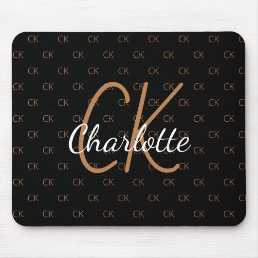 Schwarzes Gold Monogramm Initialen Namensskript el Mousepad (Vorne)