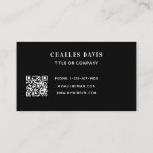 Schwarzes Gold Monogramm Initialen Qr-Logo Visitenkarte (Rückseite)