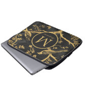 Schwarzes Gold-Monogramm Laptopschutzhülle (Vorne Knopf)