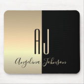 Schwarzes Gold-Monogramm Mousepad (Vorne)