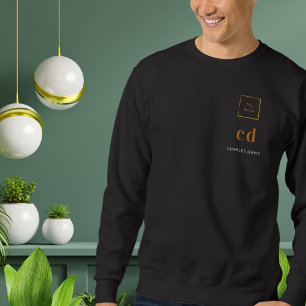 Schwarzes Gold-Monogramm-Name-Logo Geschäft Sweatshirt