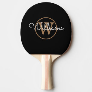 Schwarzes Gold Monogramm Schrift Tischtennis Schläger