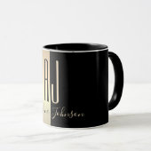 Schwarzes Gold Monogramm Tasse (VorderseiteRechts)