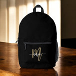 Schwarzes Gold Monogramm zurück zur Schule Bedruckter Rucksack<br><div class="desc">Beginnen Sie das Schuljahr stilvoll mit dem Black and Gold Monogram Back to School Printed Rucksack. Dieser Rucksack mit schwarzem Hintergrund und luxuriösem goldenen Monogramm und Namen verbindet moderne Eleganz mit alltäglicher Funktionalität. Er ist mit geräumigen Abteilungen, verstellbaren Gurten und einem langlebigen Bau ausgestattet und eignet sich hervorragend für das...</div>