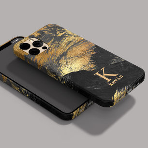 Schwarzes Gold monogrammiert Name elegant Case-Mate iPhone 14 Hülle