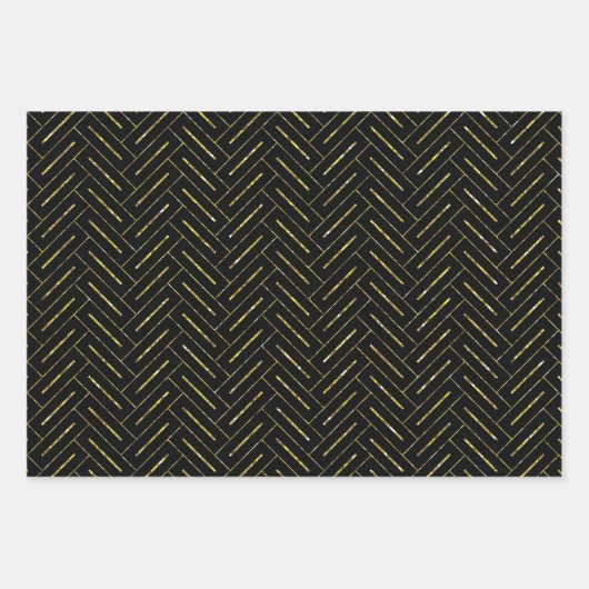 Schwarzes Gold-Muster Geschenkpapier Set (Vorderseite 3)