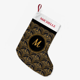 Schwarzes Gold Muster Weihnachtsfeiertage Persönl Kleiner Weihnachtsstrumpf