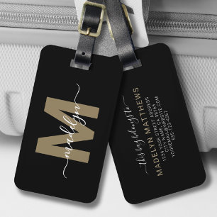 Schwarzes Gold Namensmonogramm Gepäckanhänger