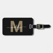 Schwarzes Gold Namensmonogramm Gepäckanhänger (Vorderseite horizontal)
