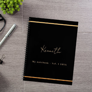Schwarzes Gold-Namensskript minimalistisch Notizblock